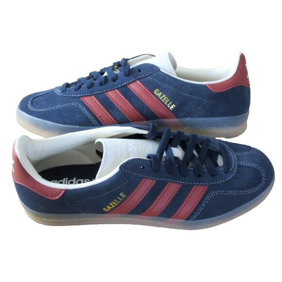 Adidas Men's Gazelle Indoor Suede Striped Shoes Navy Red White Sizes NIB JH5404 - Picture 1 of 5